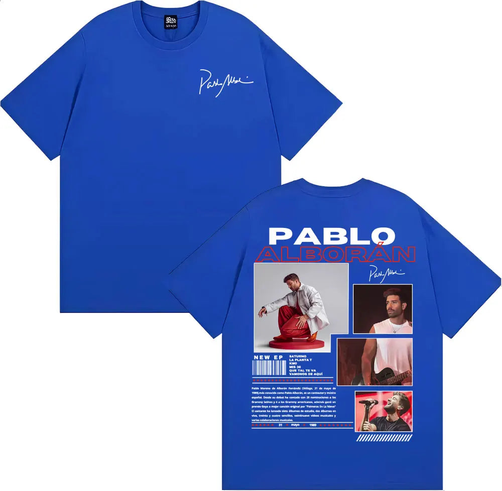 Rapper Pablo Alborán Global 2025 Tour Tee Shirt Men Women Harajuku Hip Hop Streetwear T-shirt Cotton Casual Short Sleeve T Shirt