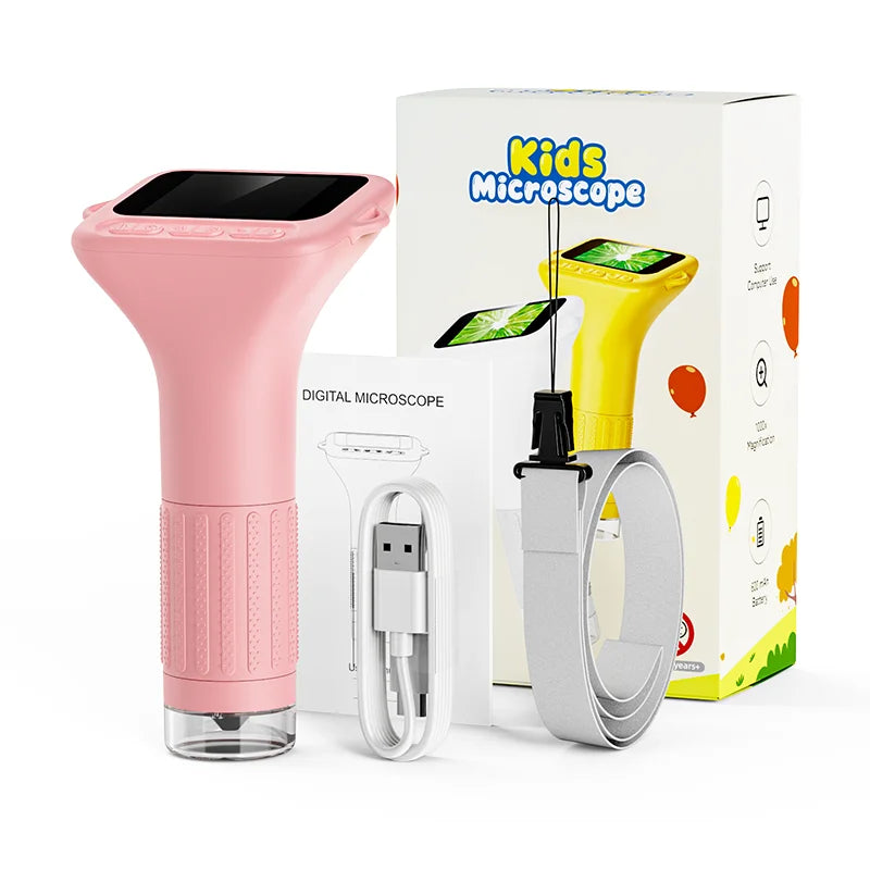 1000x Digital Microscope For Kids 2-Inch IPS Screen 2MP Optical Lens With Camera And Video Function for Christmas Birthday Gift