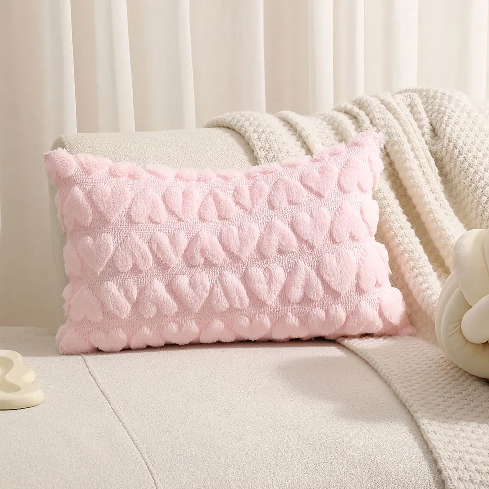Multi-size Pink Love Quilted Throw Pillow Cover Ultra Soft Plush Cushion Covers Living Room Sofa Valentine'S Day Home Decoration