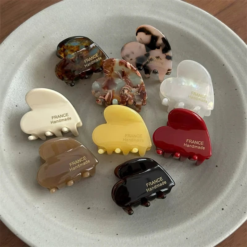 3.5cm Small Hair Claw Acetate Hair Crabs Cute Heart Shaped Hairclips Children Women Girls for Hair Accessories Hairpins Clips