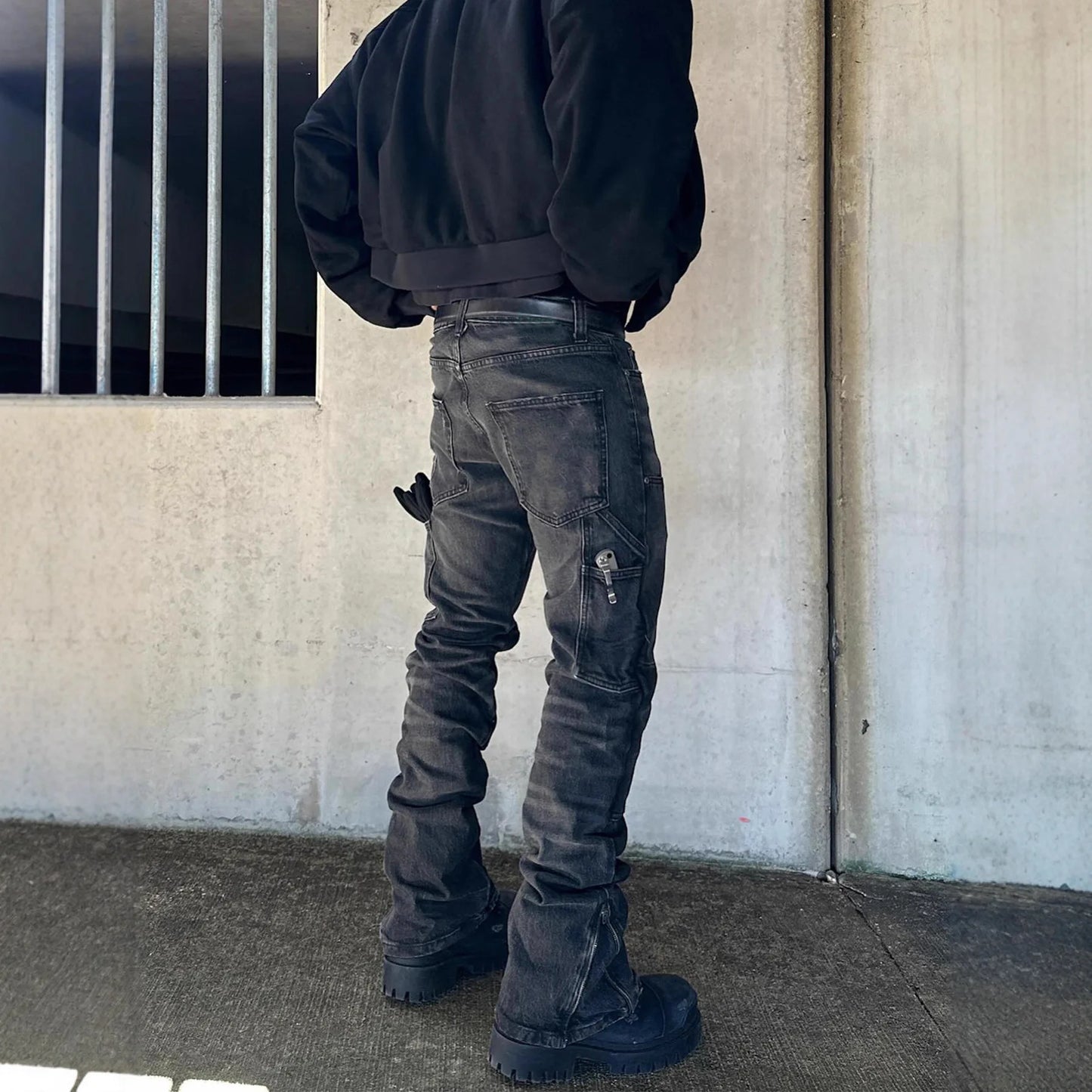 2025 New High Street Black Fashion Trend Men's Casual Denim Pants Slim Fit Stretch Denim Pants Men European Sizes