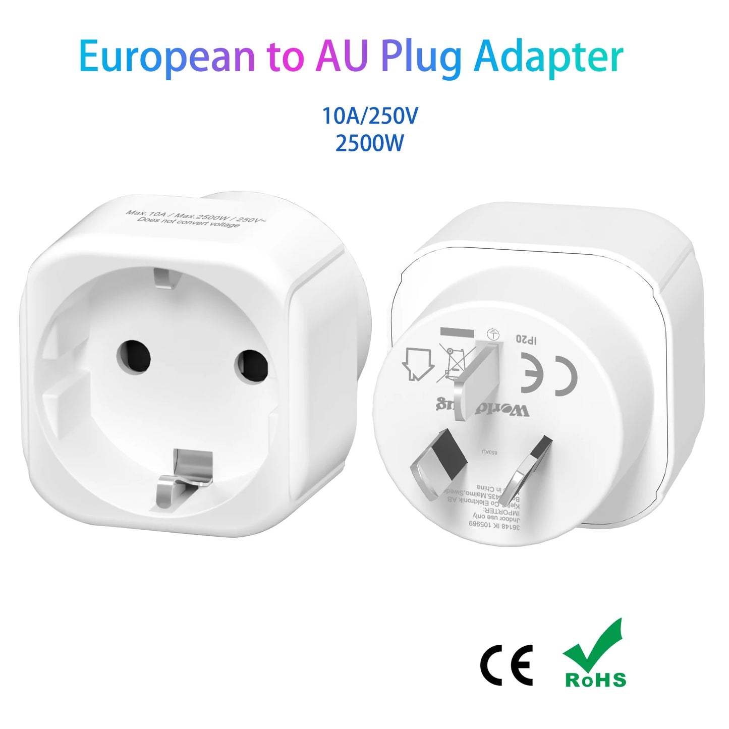 2/4pcs EU to AU Australian Travel Adapter European AU New Zeeland Plug Adapter Power Converter Wall Charger Socket 10A/250V