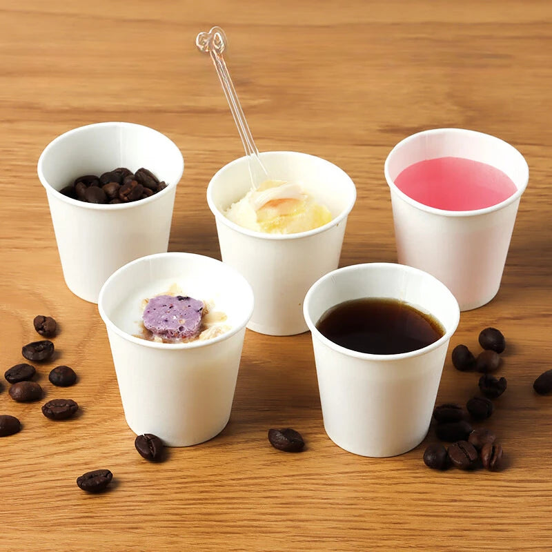 50/100PCS White Disposable Paper Cups Mini Supermarket Tasting Cups Party Christmas New Year Coffee Snacks Candy Juice Tableware