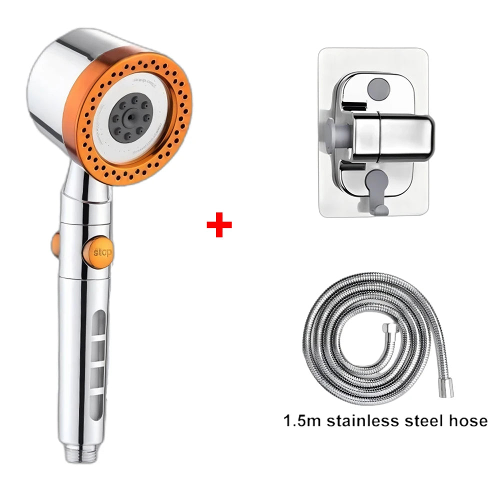 5 Modes Bathroom Shower Head Portable High Pressure Powerful Rain ShowerHead Explosion-proof and Drop-proof Universal Shower Set
