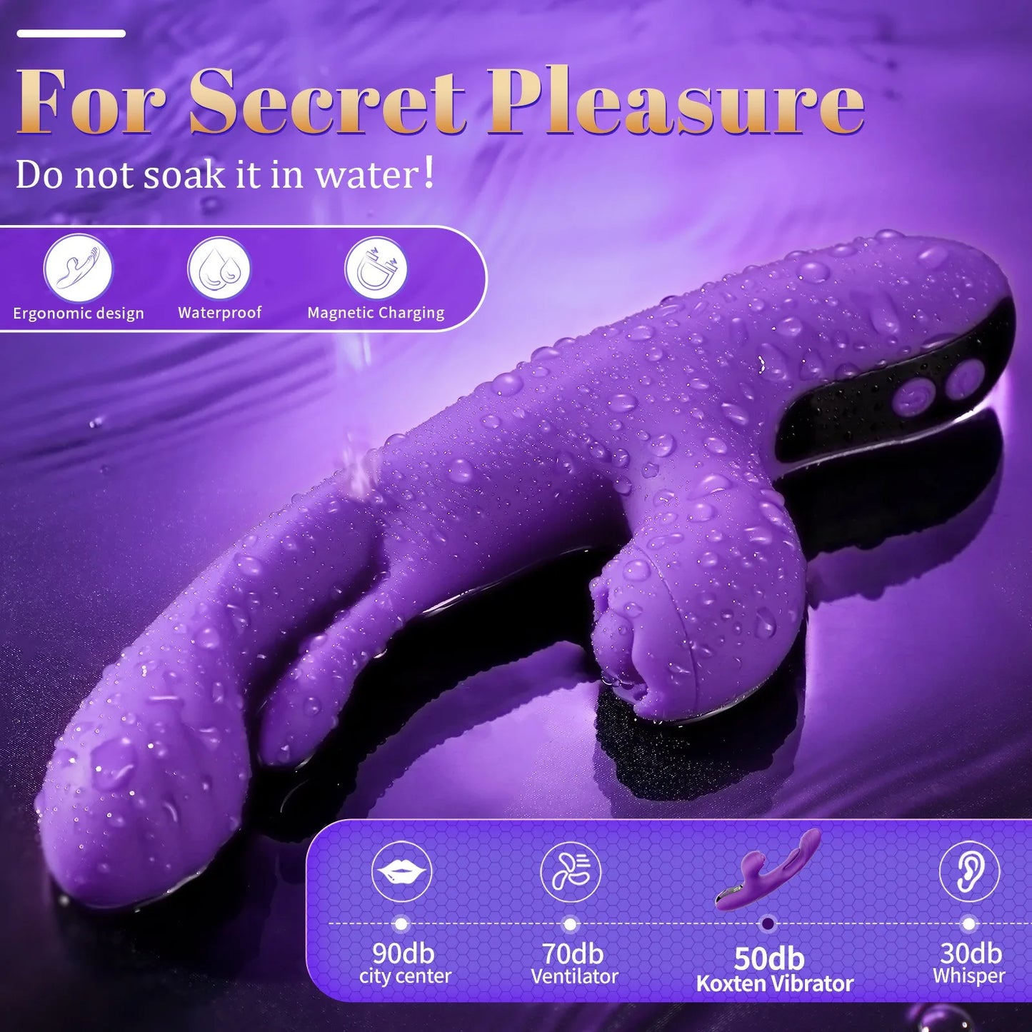 Women's Vibrating Massager G Spot & Clitoral Stimulator 3 in 1 with 5 Function Modes Couples' Intimate Toy Features LCD Display