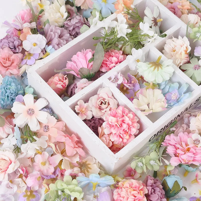 Random Style Mix Artificial Flowers Silk Fake Flowers for Home Decor Wedding Decoration Bride Clothing DIY Craft Gifts Accessory