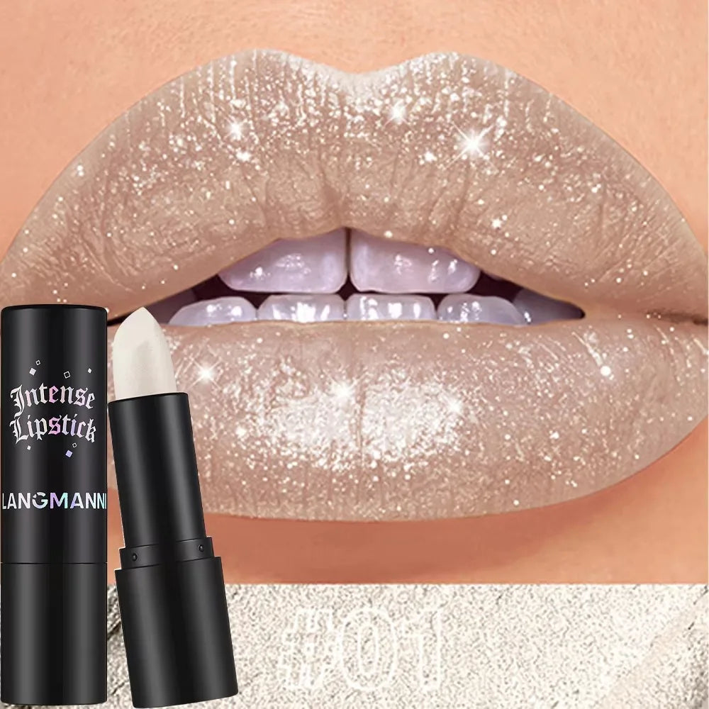 Chocolate Brown Luxurious Metallic Glitter Lipstick Long-Lasting Waterproof Non-Fade Shimmery Pearl Sparkling Lip Gloss Makeup