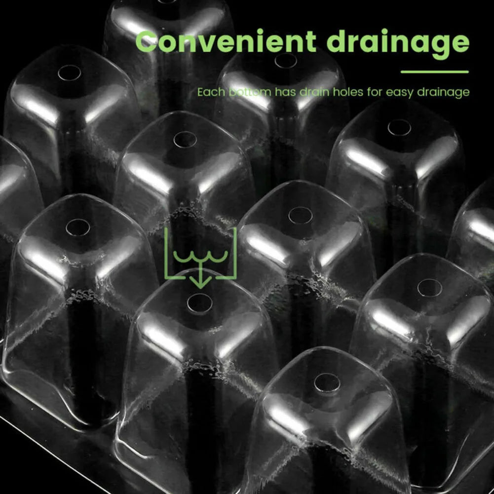 4x Mini Greenhouse 12grids Gardening Pots Starter Tray Plant Label With Ventilation Hole Flower Growing Cultivation Planting Box