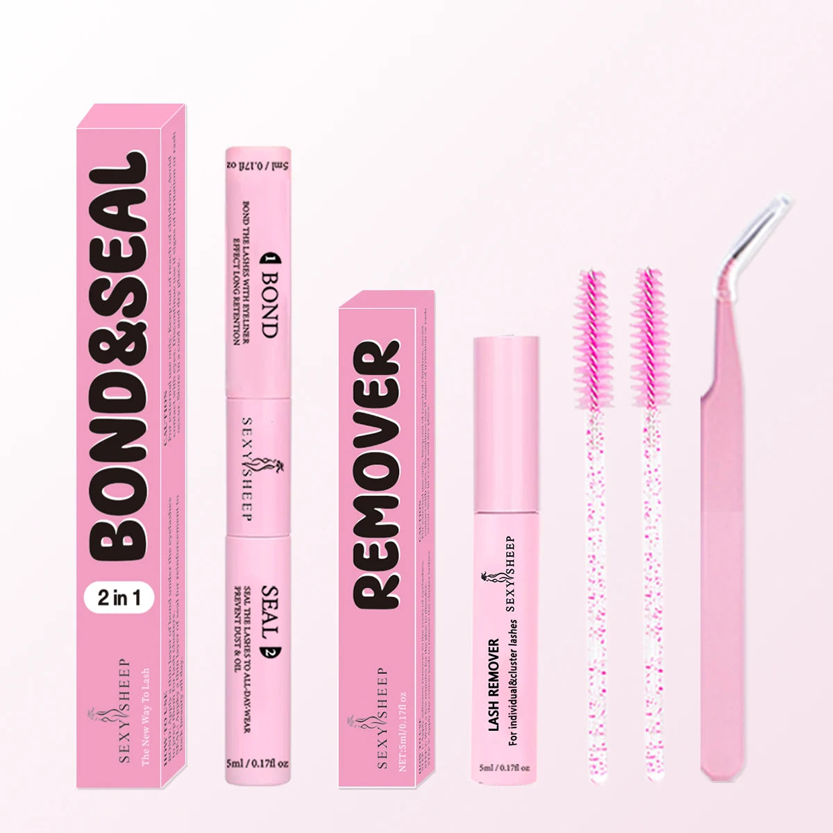 Lash Cluster Glue, Lash Bond and Seal 10ml Bond & Seal Eyelash Glue 2 in 1 for Clusters, Eyelash Adhesive Black Long-Lasting