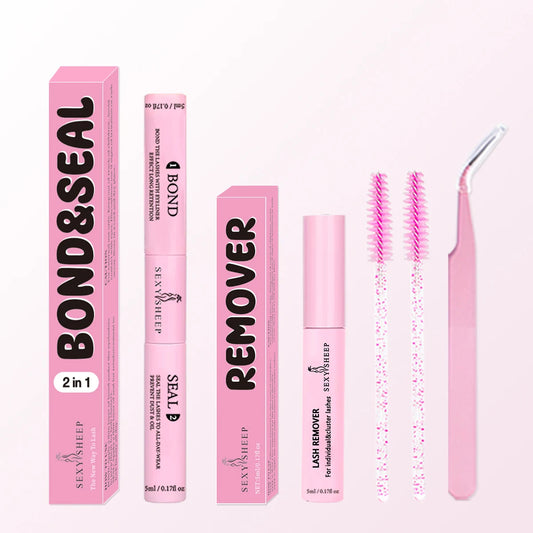 Lash Cluster Glue, Lash Bond and Seal 10ml Bond & Seal Eyelash Glue 2 in 1 for Clusters, Eyelash Adhesive Black Long-Lasting