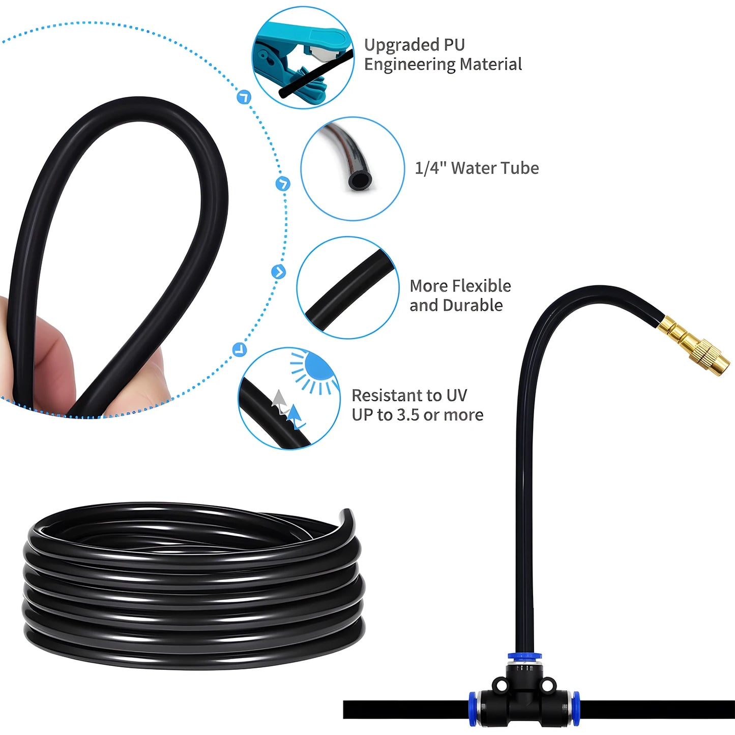 DIY Free Bending Universal Spray Kit For Greenhouse Garden Flowers Plant Watering Irrigation Patio Misting Cooling System