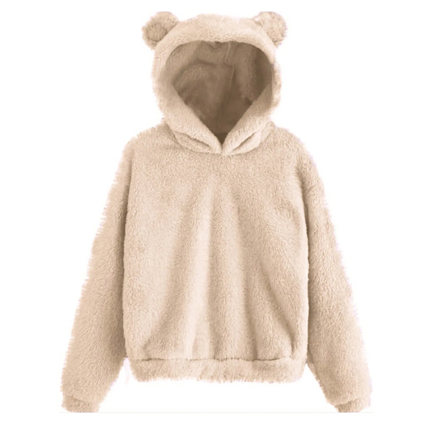 Autumn Women's Hoodies Long Sleeve Bear Ear Hood Sweatshirt Cute Plush Warm Casual Hoodie Tops Fleece Hooded Pullovers
