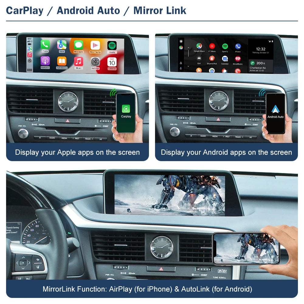 Road Top Wireless ACarPlay Android Auto Interface for Lexus RX 2016-2019, with Mirror Link AirPlay Car Play Functions
