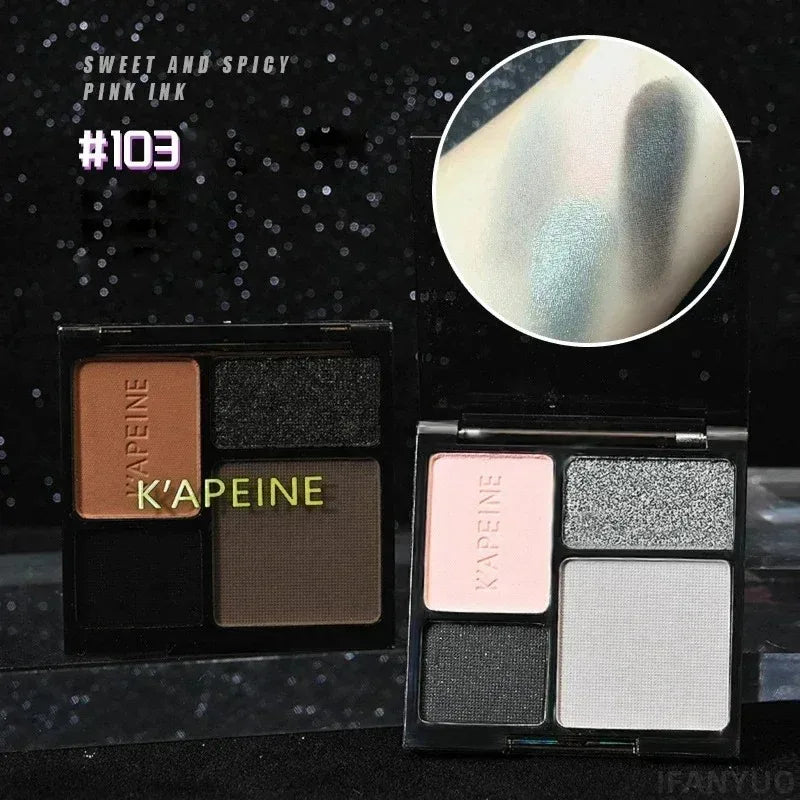 4-Color Eye Shadow Palette Makeup Glitter Blue Pearlescent Metallic Korean Acrylic Smoky Eye Shadow Palette Makeup Cosmetics