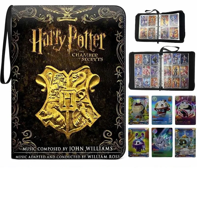 Harry Potter Card Book  Binder Album Holder Collcetion Card 900pcs Card Holder 9 Grid PU Gold Stamping Folder Toy Gift