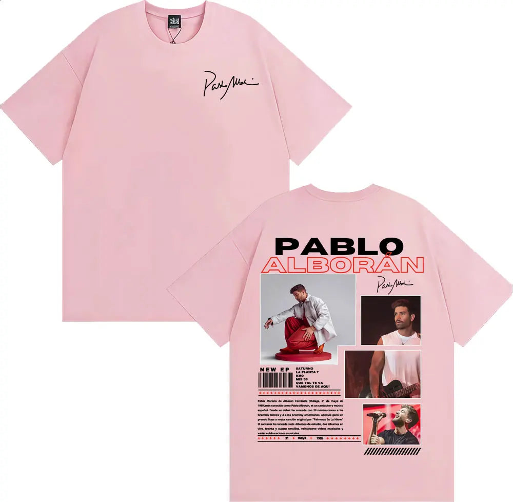 Rapper Pablo Alborán Global 2025 Tour Tee Shirt Men Women Harajuku Hip Hop Streetwear T-shirt Cotton Casual Short Sleeve T Shirt