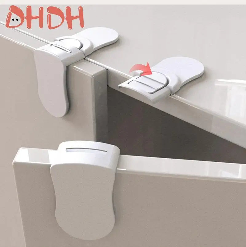 Baby Safety Lock Drawer Anti-Pinching Hand Cabinet Drawer Locks Plastic White Safety Buckle for Children Security Protection