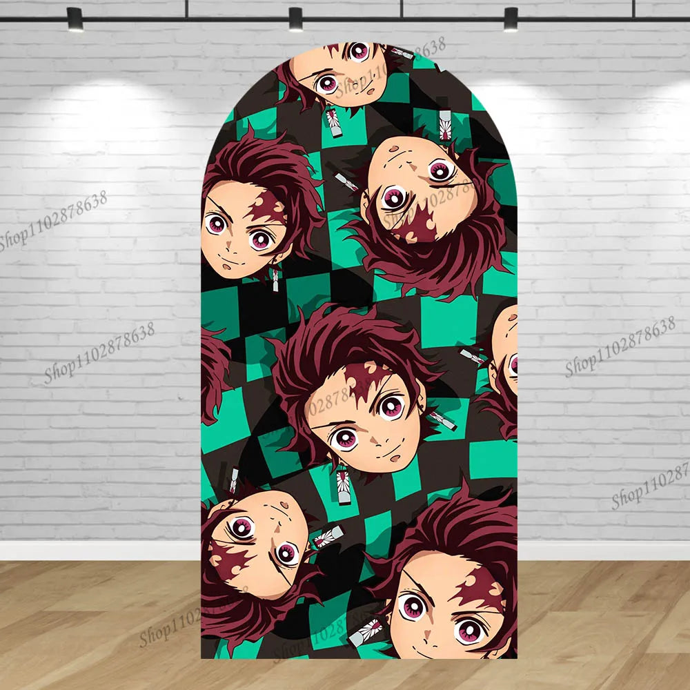 Demon Slayers Arch Back drop Covers Boy Kid Party Birthday Background Wall Decor Kamado Tanjirou Baby Shower Polyester Banner
