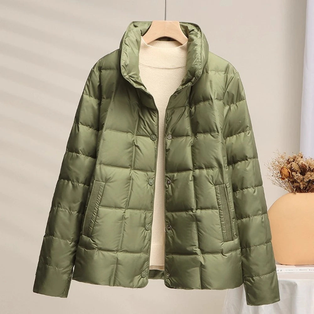2025 New Autumn Winter Women Down Jacket Stand Collar Short Lightweight White Duck Down Warm Fashion Loose Casual Female Coat