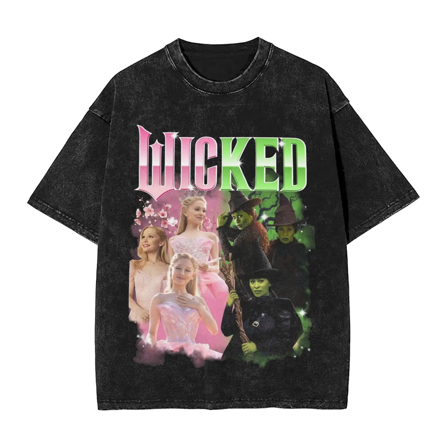 Wicked The Musical Glinda Elphaba For Good T Shirt Washed Short Sleeve T-Shirt Vintage Men Women Streetwear Graphic Printed Tees