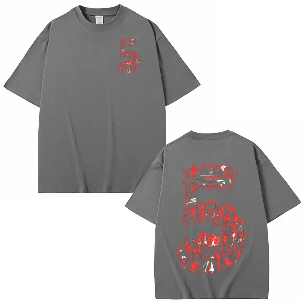 American TV Series Season 5 Eddie Munson The Demogorgon T-shirt  Men Women Clothing Cotton Casual Short Sleeves T-shirts Tops