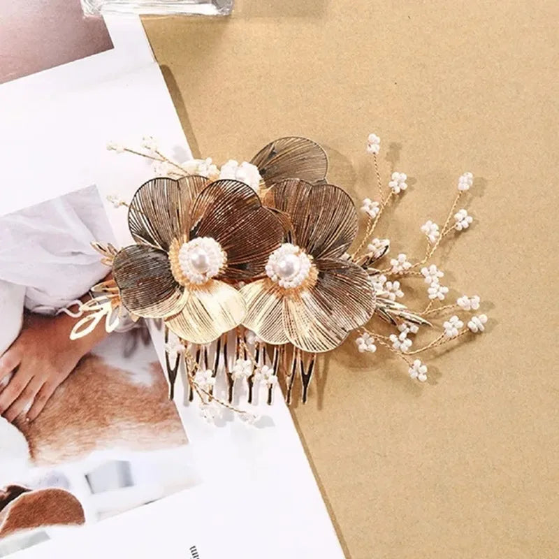 Bridal Headwear Wedding Hair Accessories Flower Headband Wedding Hair Jewelry Prom Hair Vine Gold/Silver Color Flower Tiara ML