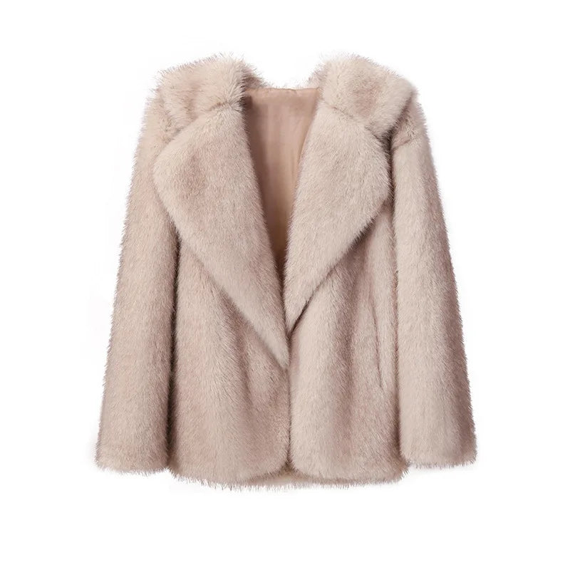 2025 New Winter Women's Fur Coat Fashion Temperament Lapel Solid Color Women Fur Coat Fur & Faux Fur Coat Feminine Elegance H368