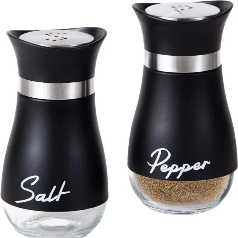2pcs Seasoning Shaker Glass Bottles Spices Storage Barbecue Condiment Jar Salt Pepper Boxes For Kitchen Gadget Tools Organizer