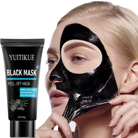 YUITIKUE Bamboo Charcoal Black Peel-Off Mask, Deep Cleansing Blackhead Remover, Moisturizing Skin Care, 60g
