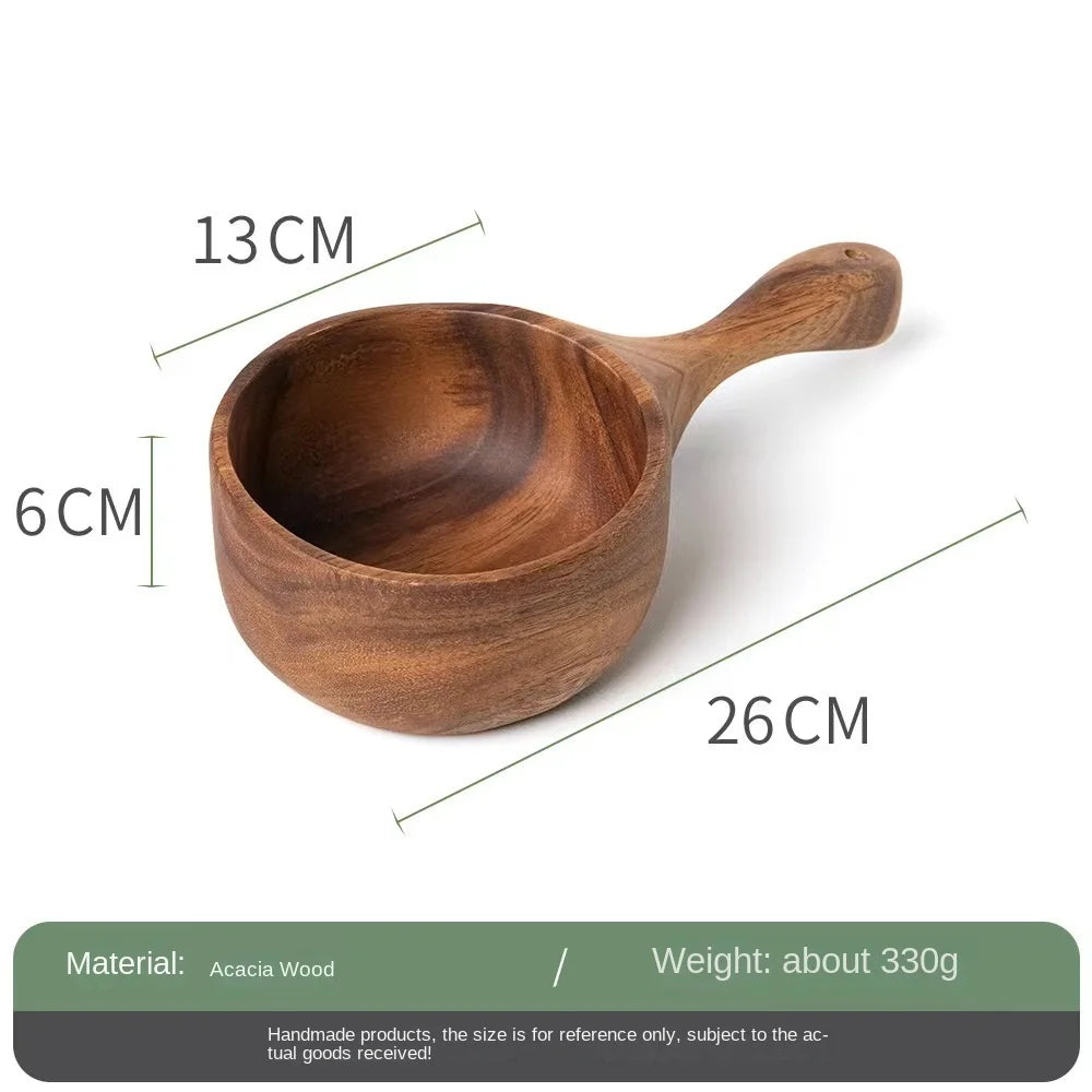 Creative Japanese Style Household Whole Wood Long Handle Dry Rice Spoon Practical Wooden Measuring Spoon Water Ladle