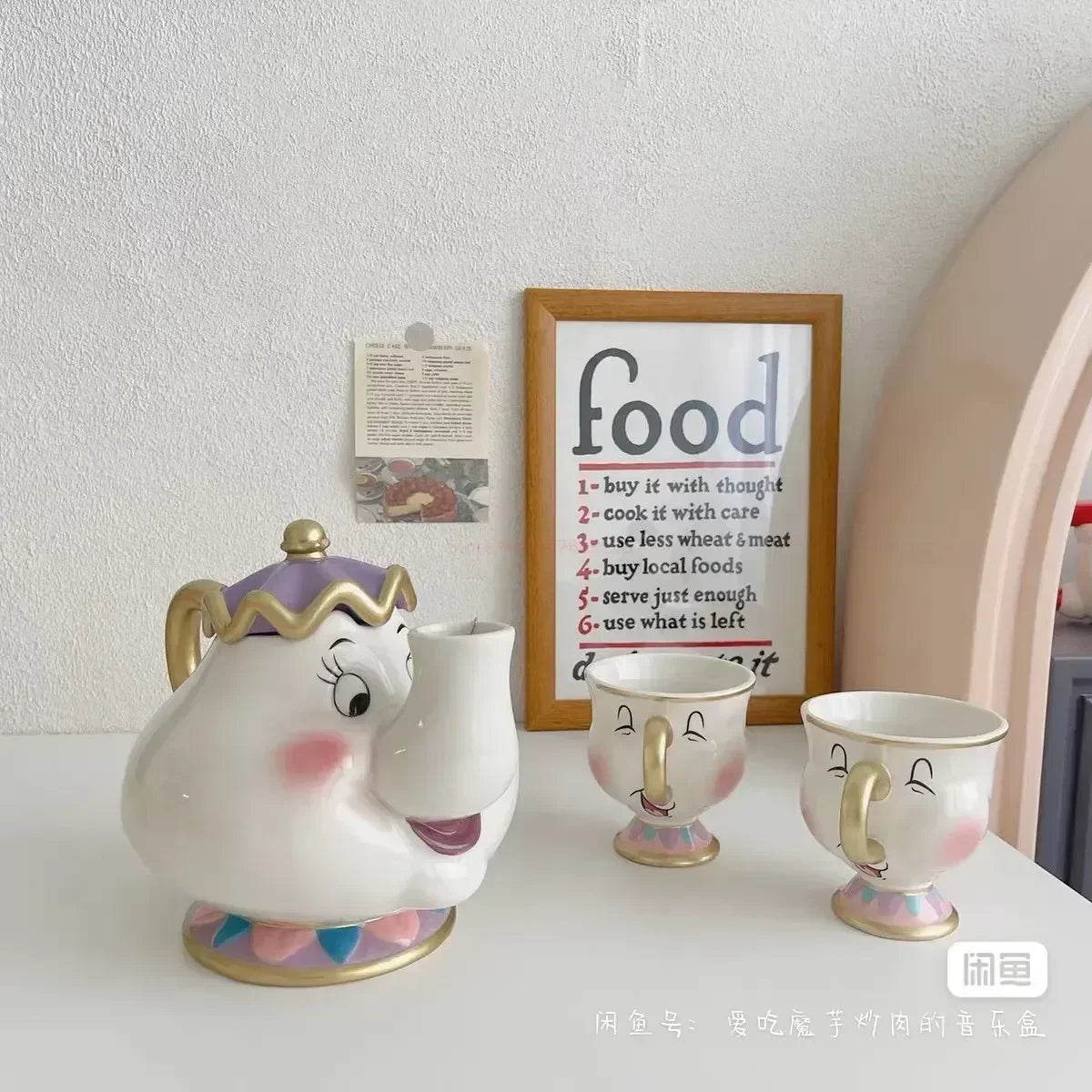 Disney Teapot Cute Cartoon Beauty And The Beast Coffee Pots Mug Mrs Potts Chip Cup Tea Cup Pots One Tea Sets Droshipping