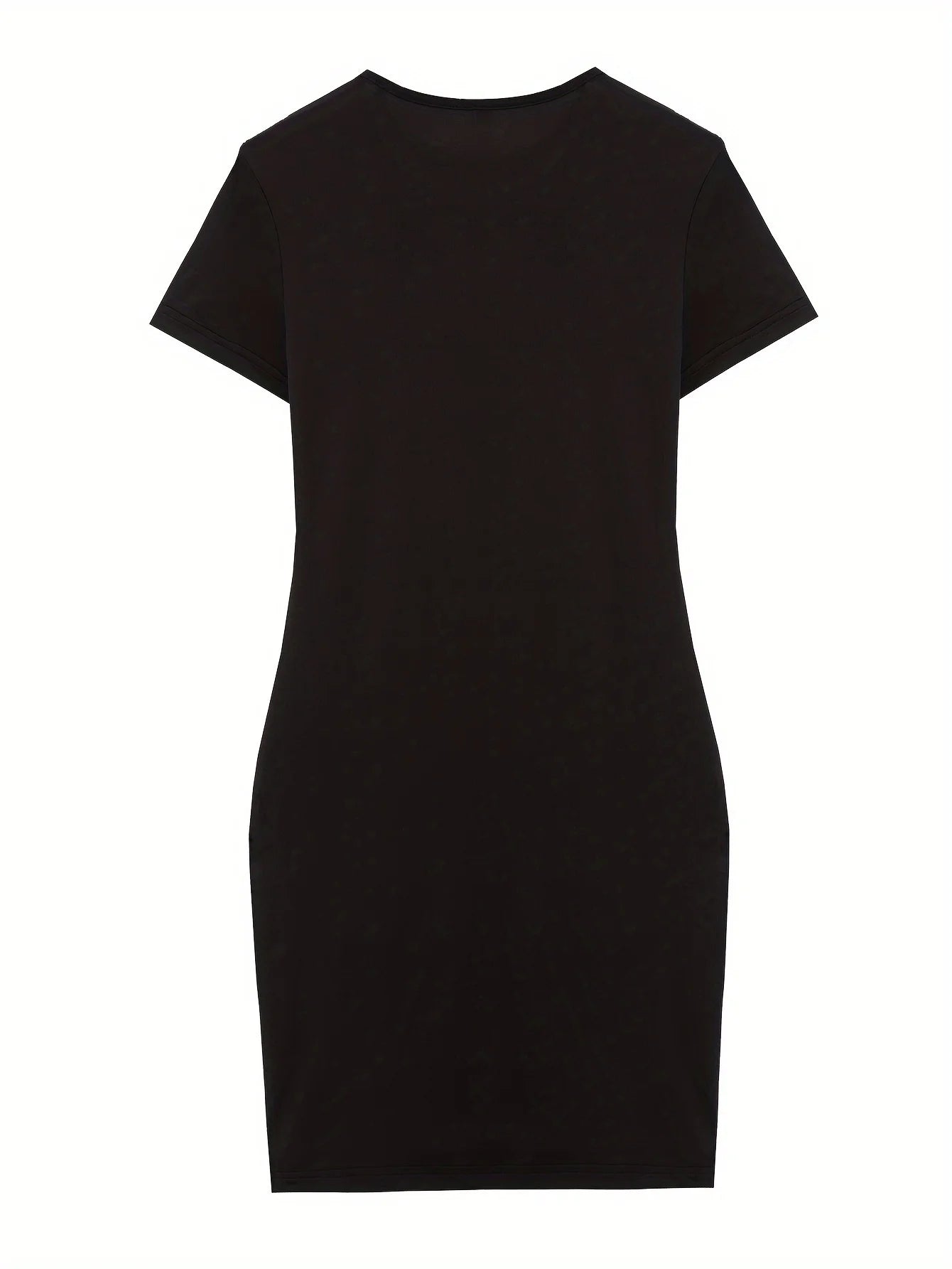 Summer women's BEAR cartoon print casual  Bodycon Dress with Crew Nec slim fit short sleeved round neck T-shirt short mini dress