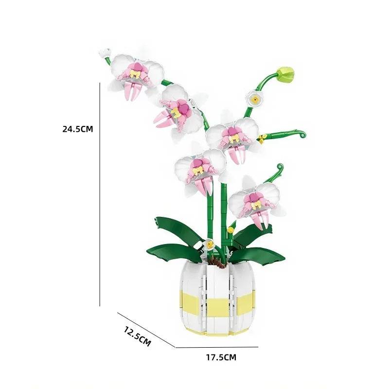 KNEW BUILT Creative 3D Epiphyllum Potted Building Block Toy-Uplift Mood with Love,Ideal Holiday Gift For Girl,Decorate Your Home