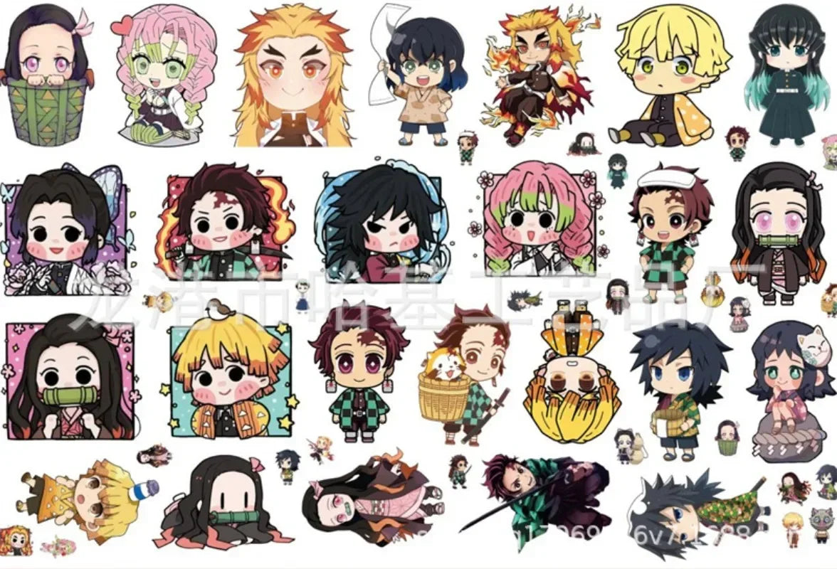 Demon Slayer Anime Cartoon Q-Version Transparent Acrylic Thick Double Sided Sheet Keychain Broch PP Clip DIY Jewelry Accessories