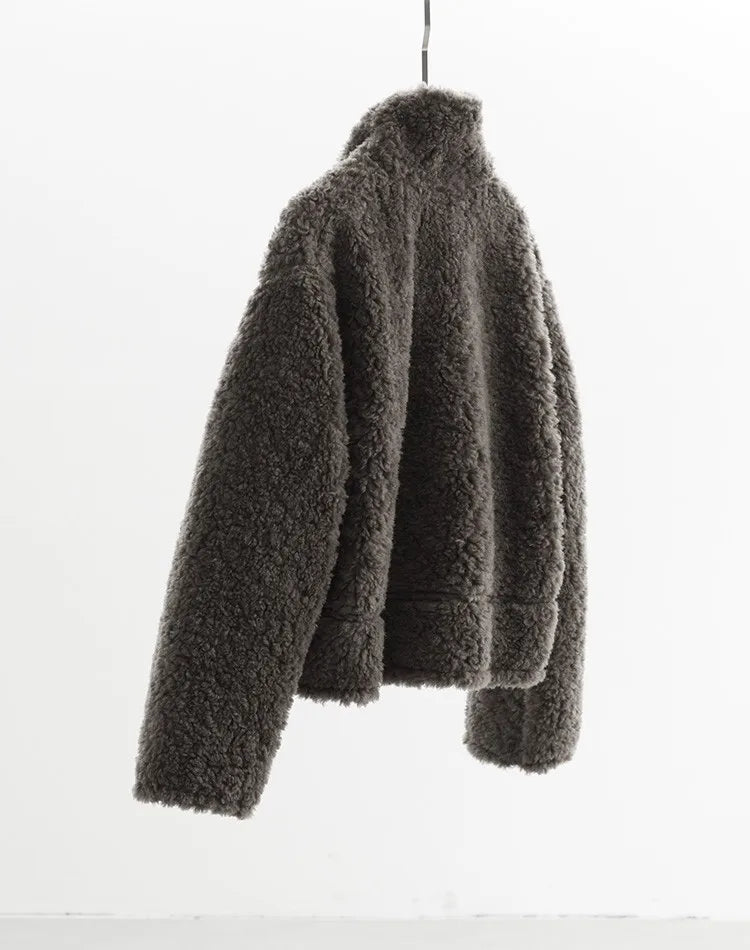 Teddy Style 100% Wool Coat ~ Women's Short Lazy-Style Jacket Loose Top Autumn and Winter New Model 2025 Faux Fur