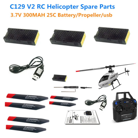 C129 V2 RC Helicopter spare parts 3.7V 300MAH Battery/Main Blades/USB C129V2 Battery C129 V2 Helicopter Original battery C129 To