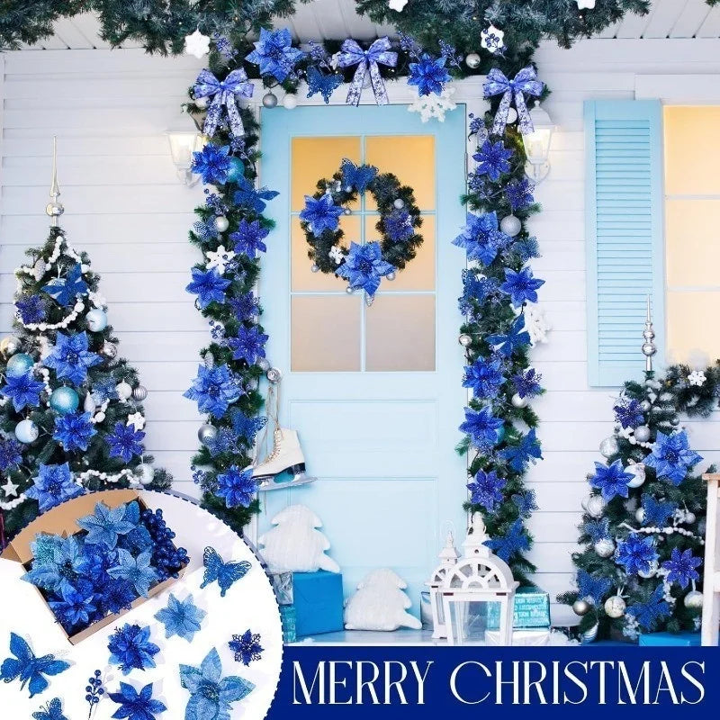 Berry Stems Christmas Tree Artificial Flowers Decorations Xmas Hanging Ball Snowflakes Ornament for Home Decor New Year Decor