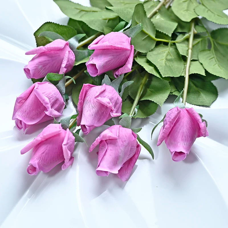 7 Pcs Real Touch Rose Branch Stem Latex Rose Hand Feel Felt Simulation Decorative Artificial Silicone Rose Flowers Home Wedding