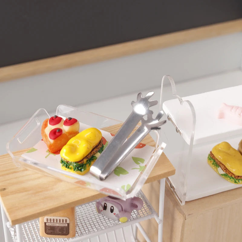 1:12 1:6 Dollhouse Miniature Metal Food Clip Bread Tongs Model Tableware Cookware Kitchen Utensils Tools Kids Toys