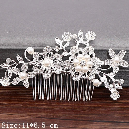 Wedding Hair Combs Bridal Hair Accessories For Women Hair Jewelry Silver Color Pearl Rhinestone Head Jewelry Women Accessories