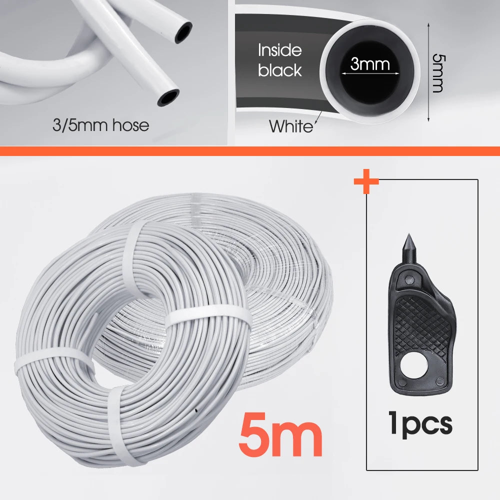5/10/20/30/50m Garden 3/5mm Watering Hose Panda Soft PVC Tubing White Skin Black Inside 2-Layer Drip Irrigation Pipe 1/8" Device