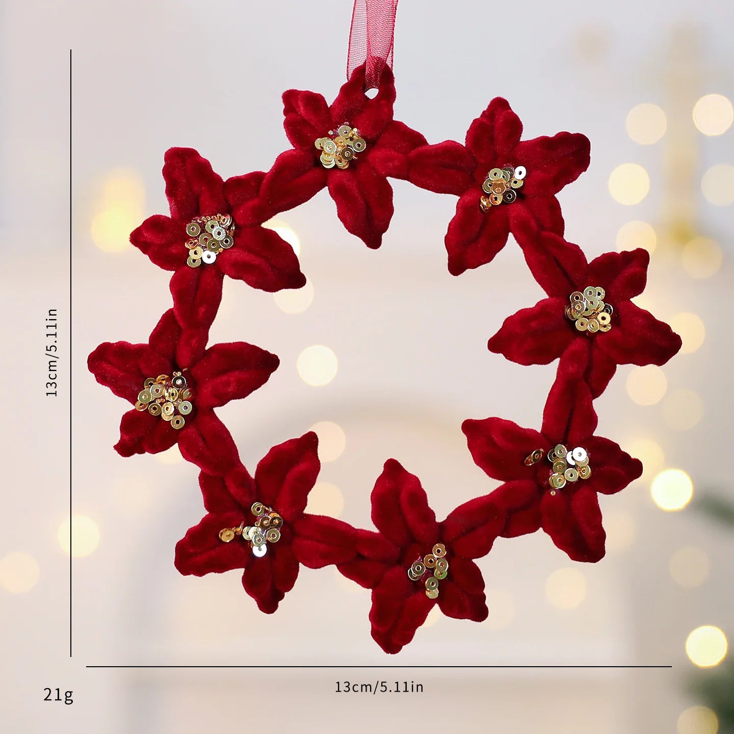 2026 Merry Christmas Ornaments Red Flocked Burgundy Christmas Tree Hanging Decorations Pendants Holiday Party Decor