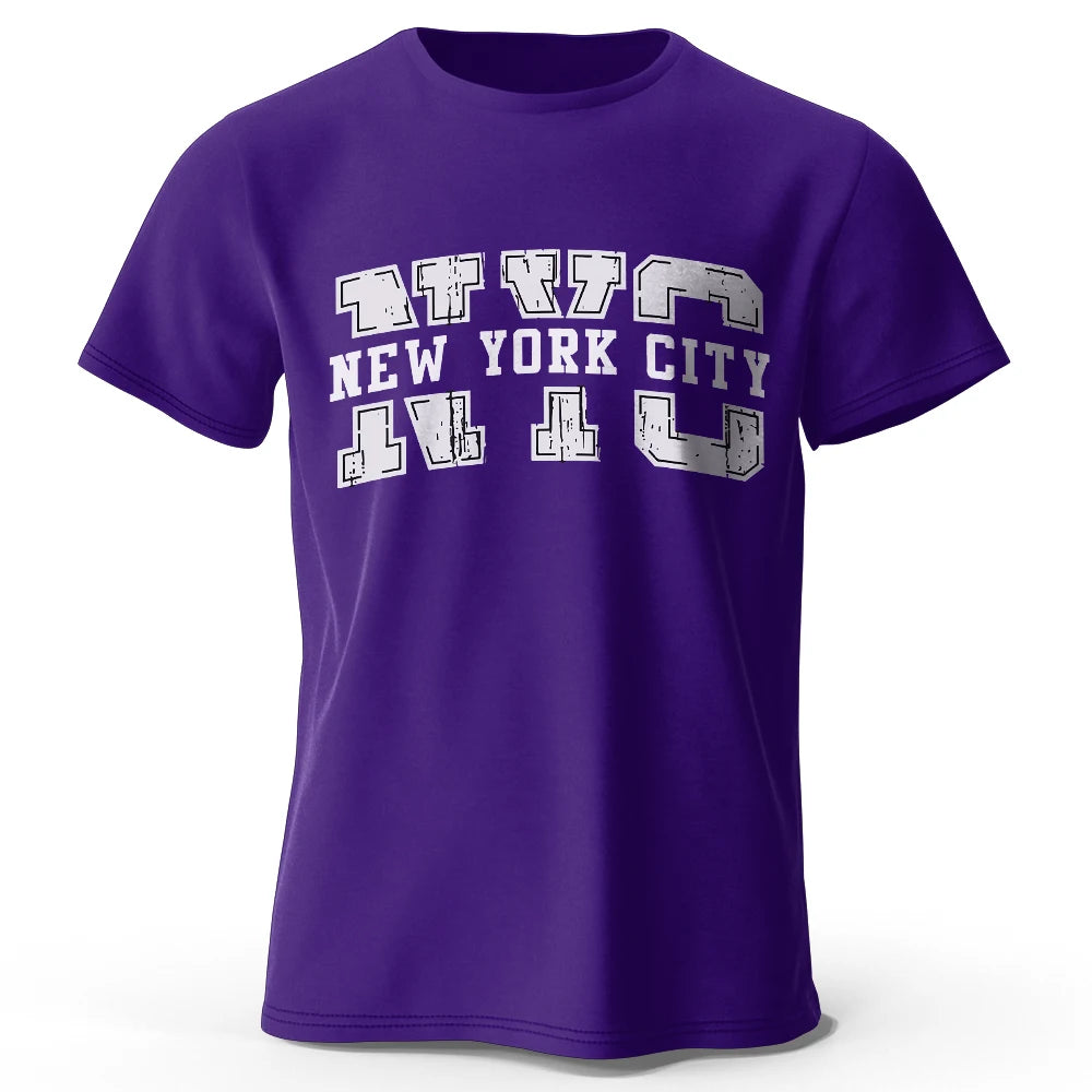 Men's New York City Letter Printed T-Shirt 100% Cotton Oversized Street Graphic Tees for Men Women Summer Tops