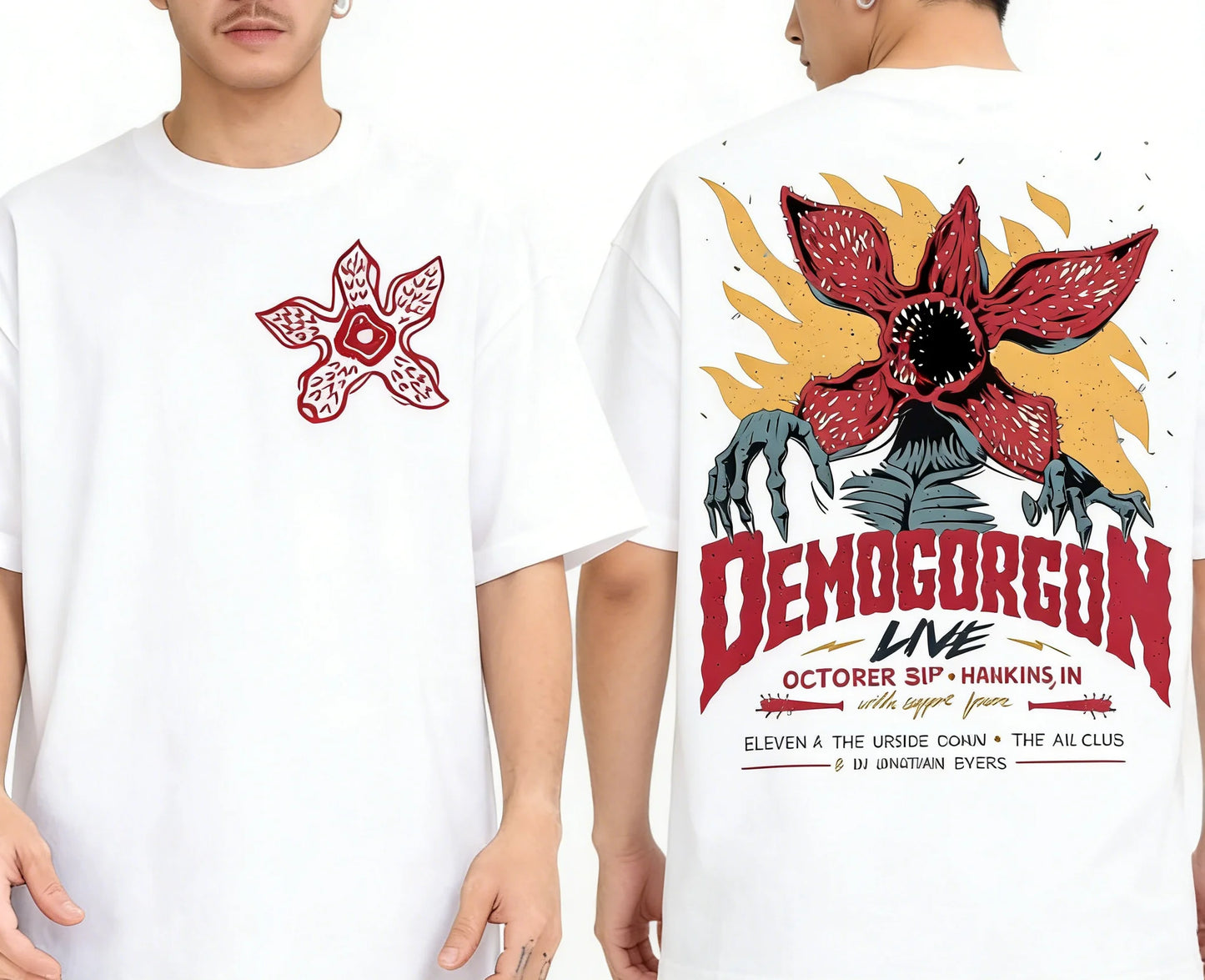 Unisex Things Demogorgon Pattern T-shirt made of 100% pure cotton and soft, suitable for movie and TV fans,  anti fading，gift