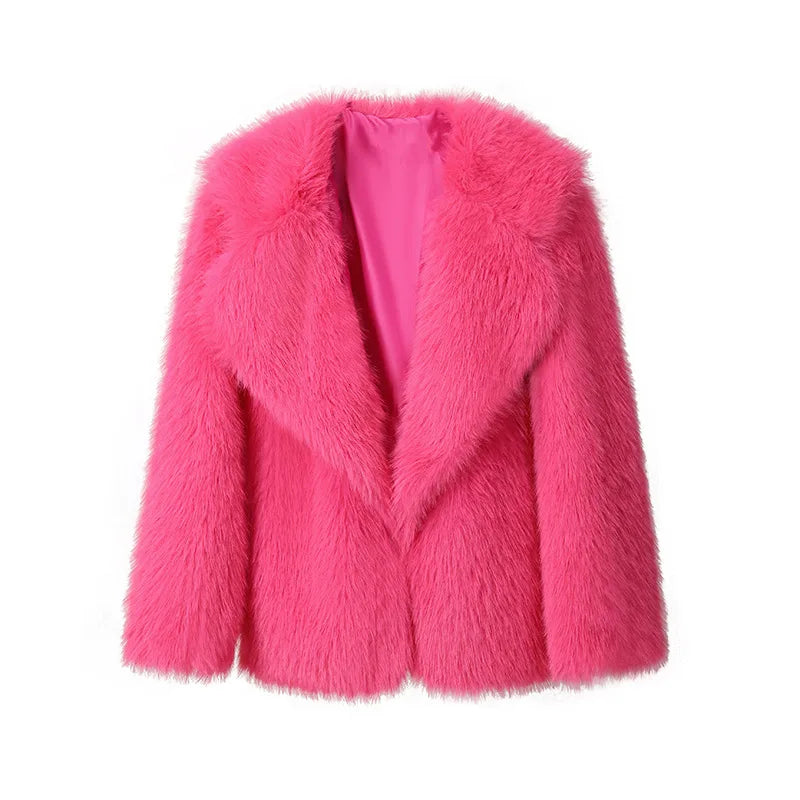 2025 New Winter Women's Fur Coat Fashion Temperament Lapel Solid Color Women Fur Coat Fur & Faux Fur Coat Feminine Elegance H368