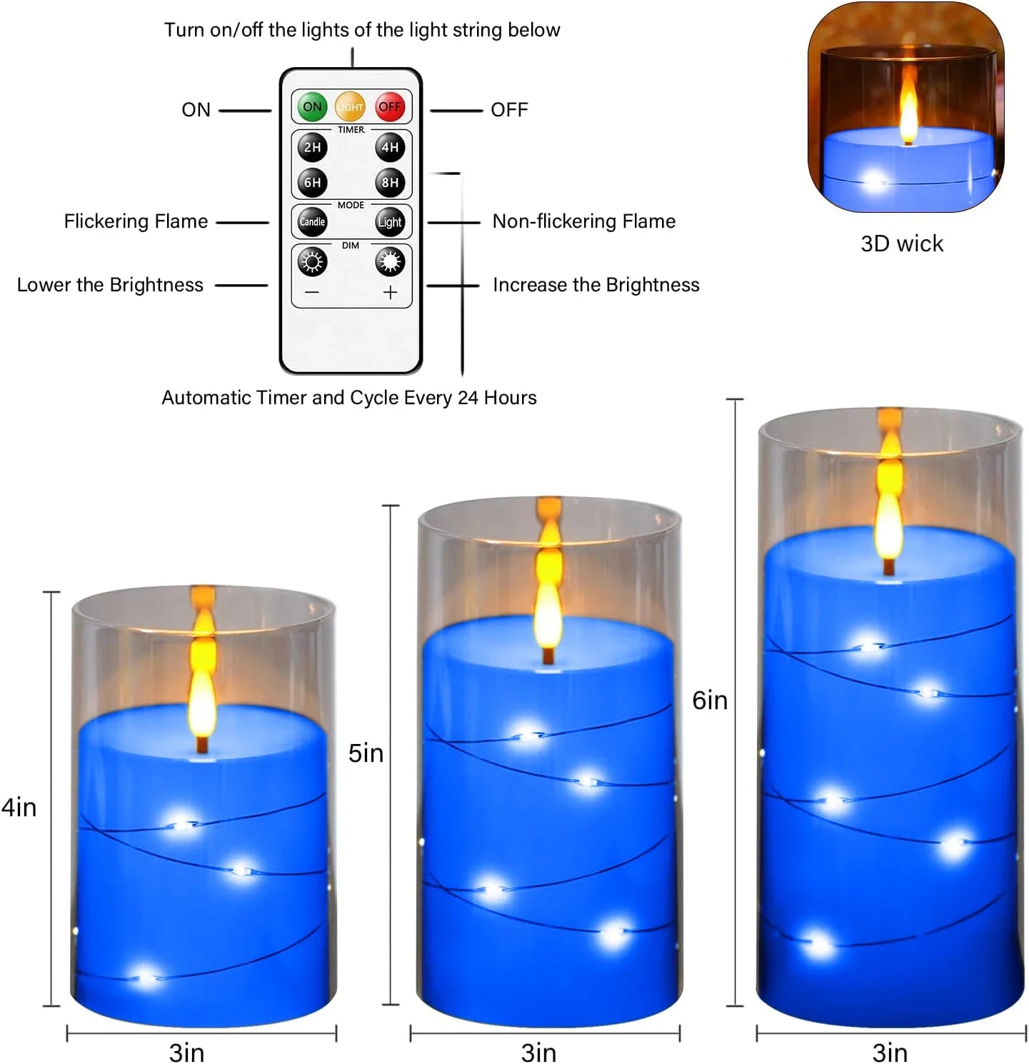Flickering Flameless Candles Battery Operated Candles LED Candles with Remote Timer for Home Wedding Birthday Decor 3D Flame