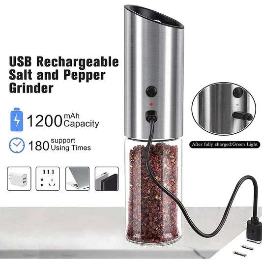 NEW Electric Salt and Pepper Grinder Set USB Rechargeable Eletric Pepper Mill Shakers Automatic Spice Steel Machine Kitchen Tool