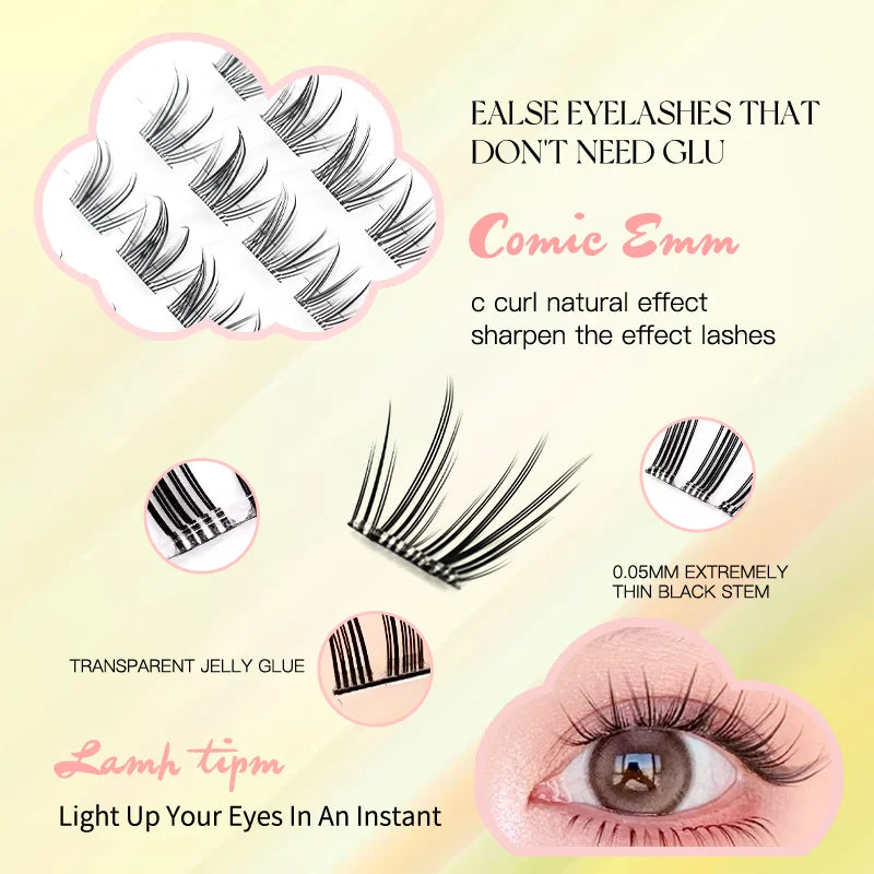 80 Clusters Reusable False Lashes Self-Adhesive No Glue Individual Soft Lashes for Natural Volume Look Makeup Girls