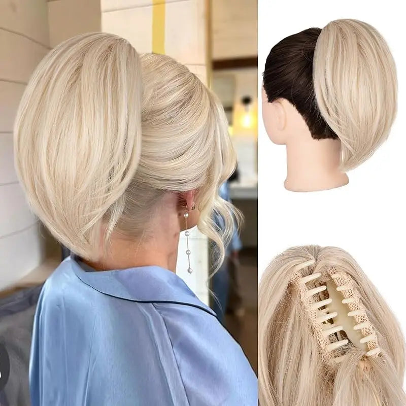 Claw-Clip Ponytail Extension For Women - Short Straight Synthetic Hair Extension, Clip-In Ponytail Extension For Every Occasions