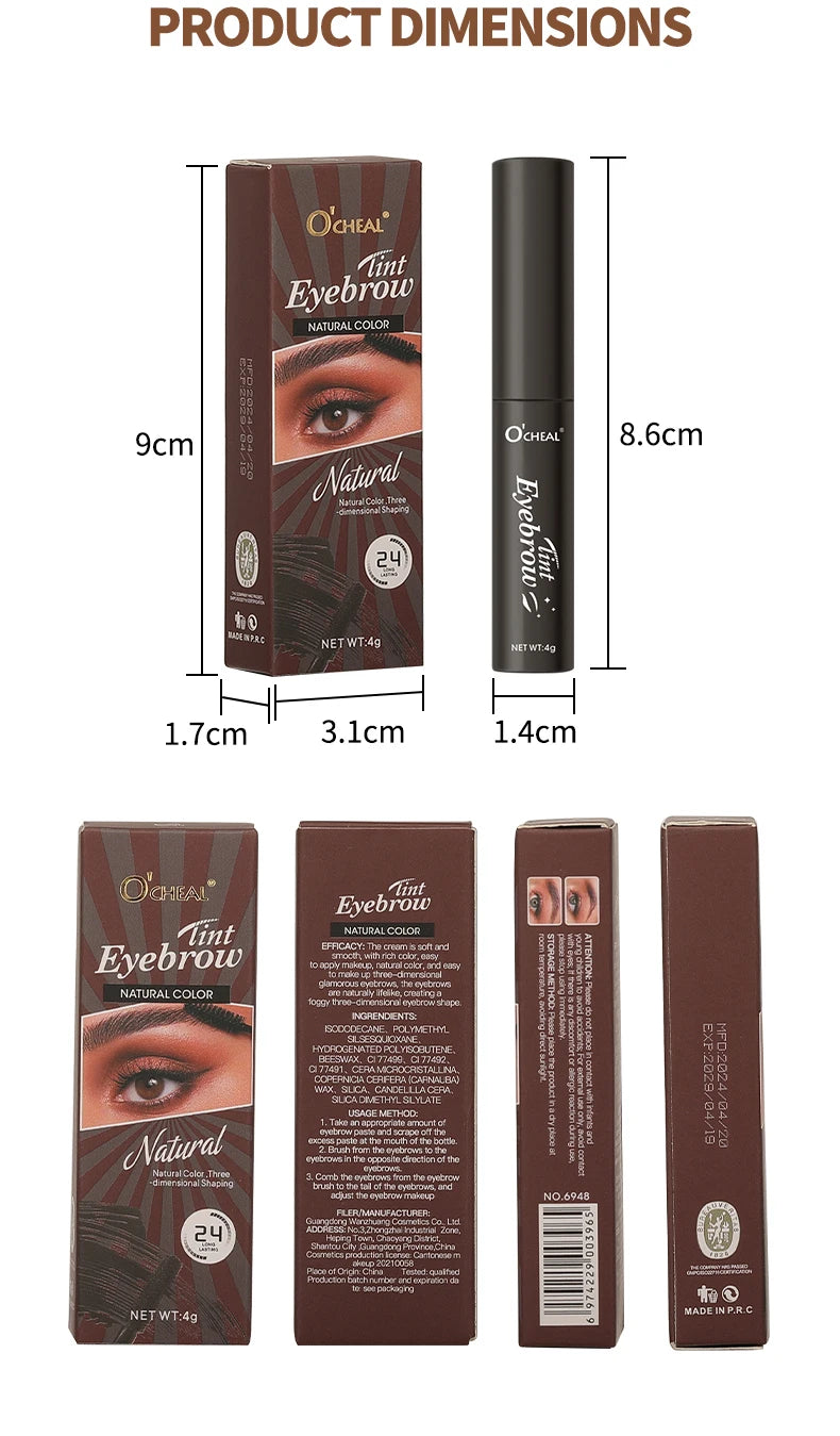 4Color Waterproof Eyebrow Gel Long Lasting Sweatproof No Smudging Natural Eyebrow Cream Makeup For Perfect Brows Cosmetics